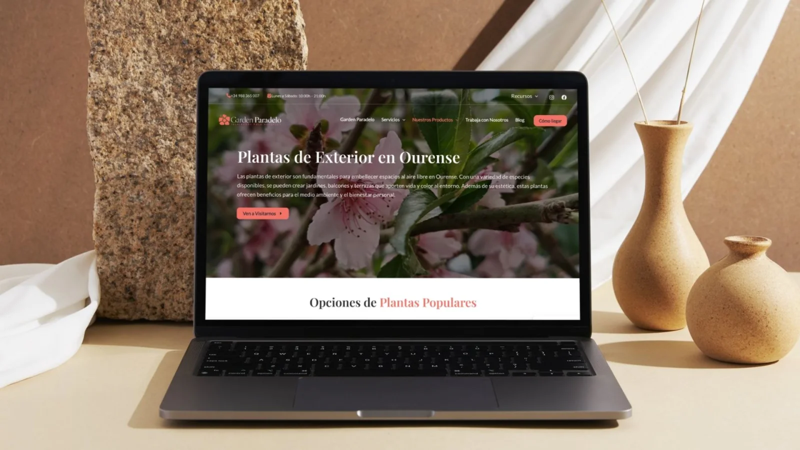 Detalle de la web de Garden Paradelo