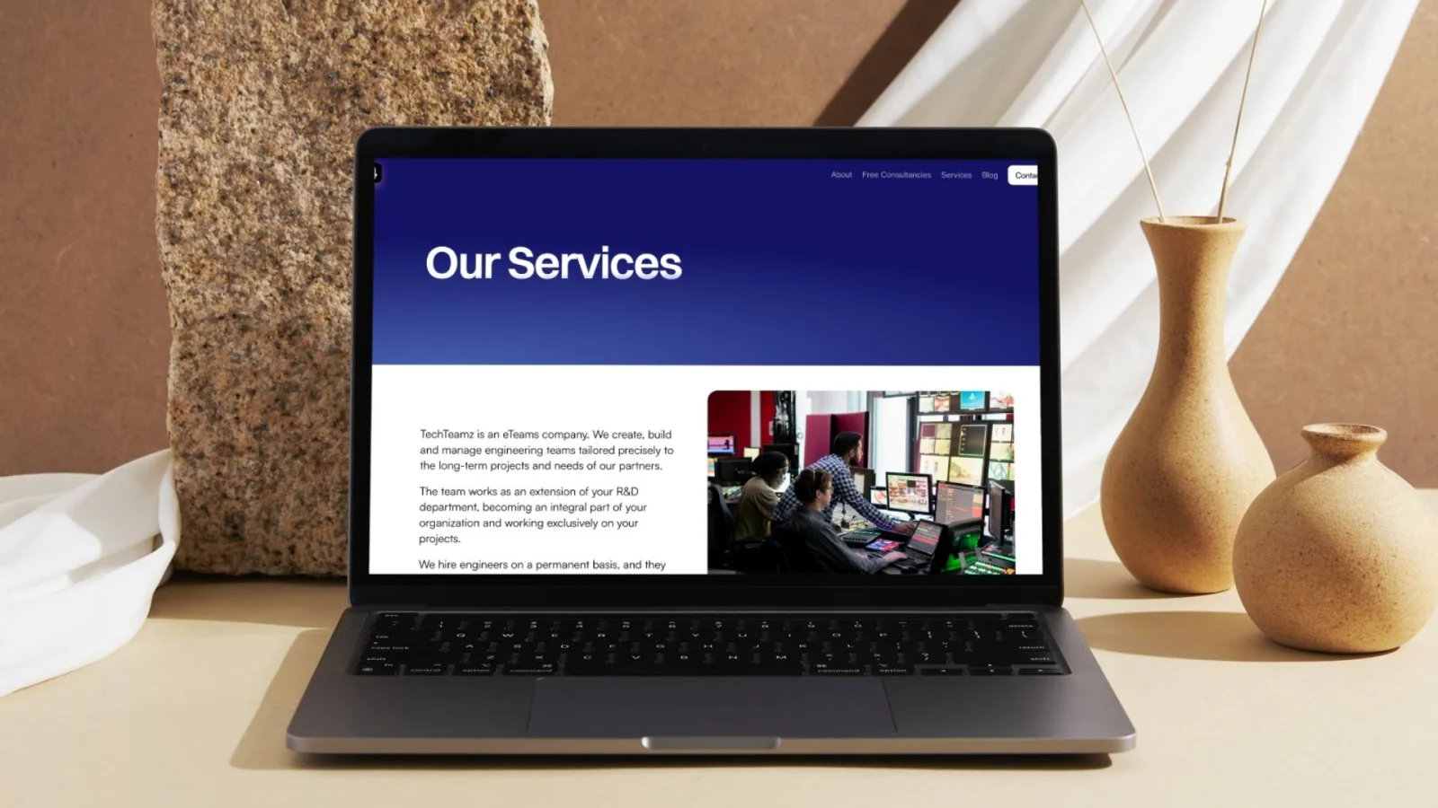 Detalle de la experiencia web de Tech Teamz