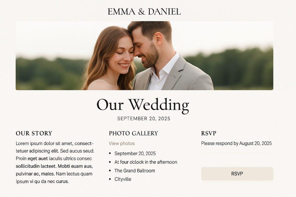 Web para bodas minimalista