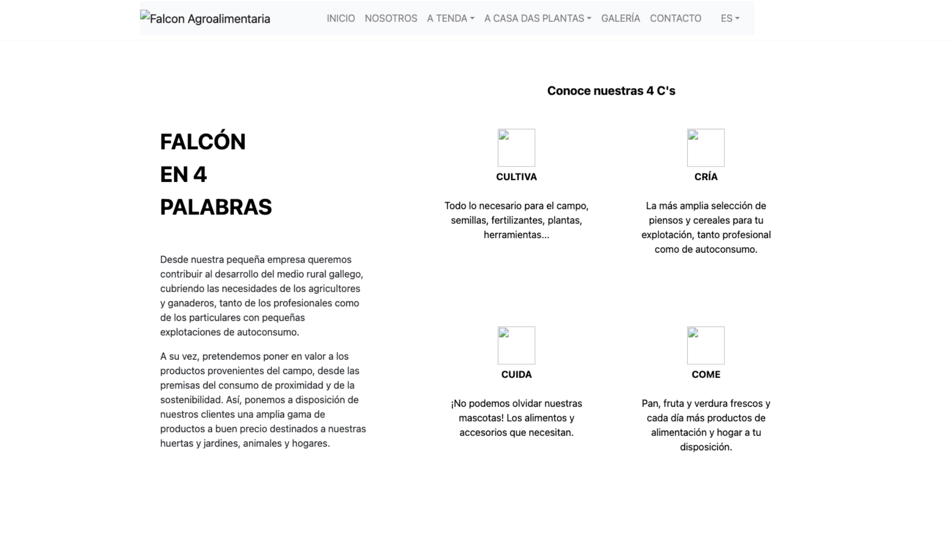 Versión anterior de la web de Falcon Agroalimentaria