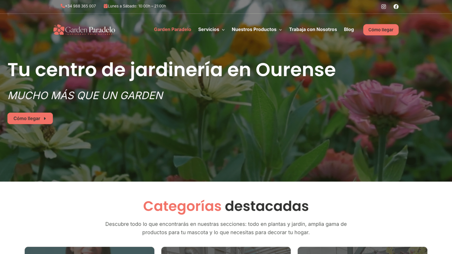 Nueva web de Garden Paradelo: corporativa, visual y ligera