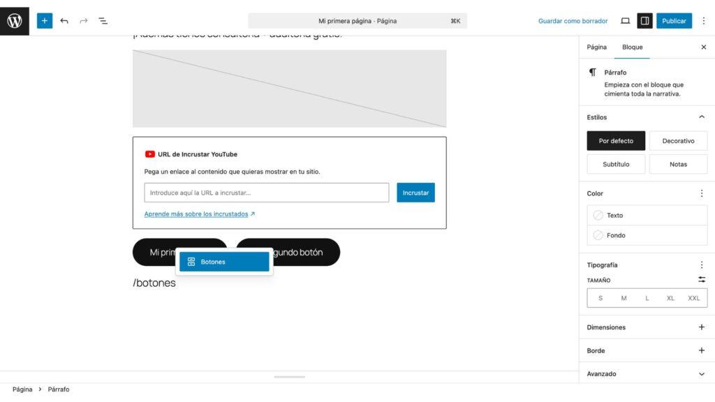 insertar_botones Insertar botones wordpress